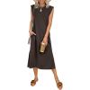 imageANRABESS Womens Summer Casual Midi Dress Sleeveless Crewneck Loose Split WrinkleFree Beach Travel Vacation Long SundressBrown