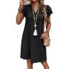 imageANRABESS Womens Summer Dress Casual Ruffle Short Sleeve V Neck Button Down Shift Mini Dresses 2026 Beach Vacation ClothesBlack