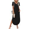 imageANRABESS Womens Summer Maxi Dresses 2026 Casual Short Sleeve V Neck Loose Split Shirt Sun Dress Beach Vacation ClothesBlack