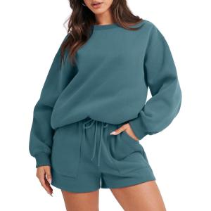 imageANRABESS Women 2 Piece Outfits Sweat Shorts Sets 2026 Oversized Casual Lounge Matching Set Sweatsuit Tracksuit Fall ClothesLake