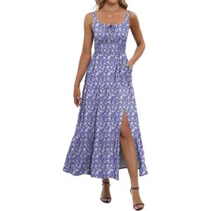 imageANRABESS Women Summer Maxi Sundress Square Neck Sleeveless Boho Floral Printed Slit Wedding Guest Beach Vacation Party DressFloral Blue