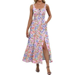 imageANRABESS Women Summer Maxi Sundress Square Neck Sleeveless Boho Floral Printed Slit Wedding Guest Beach Vacation Party DressMulticolored Floral