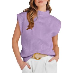 imageANRABESS Womens Mock Neck Sleeveless Sweater Vest Casual Cap Sleeve Knit Pullover Tank Tops 2026 Fall ClothesPurple