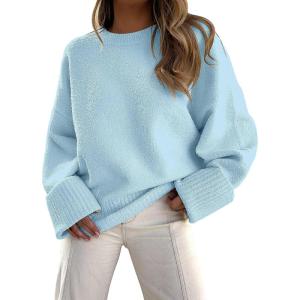 imageANRABESS Womens Oversized Sweaters 2025 Long Sleeve Fuzzy Knit Casual Chunky Pullover Sweater Fall Outfits ClothesSky Blue