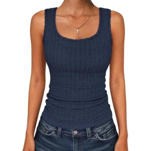 imageANRABESS Womens Sleeveless Scoop Neck Tank Tops Summer Basic Top Casual Soft Slim Fit Racerback Shirts 2026 Trendy OutfitsNavy Blue