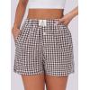 imageANRABESS Boxer Shorts for Women Gingham Pajama 2026 Summer Casual Lounge Sleep Plaid Shorts Y2K Beach BottomsBrown White Plaid