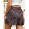imageANRABESS Boxer Shorts for Women Gingham Pajama 2026 Summer Casual Lounge Sleep Plaid Shorts Y2K Beach BottomsDeep Blue Khaki Plaid
