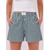 imageANRABESS Boxer Shorts for Women Gingham Pajama 2026 Summer Casual Lounge Sleep Plaid Shorts Y2K Beach BottomsDeep Green White Plaid