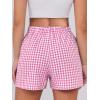 imageANRABESS Boxer Shorts for Women Gingham Pajama 2026 Summer Casual Lounge Sleep Plaid Shorts Y2K Beach BottomsHot Pink White Plaid