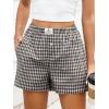 imageANRABESS Boxer Shorts for Women Gingham Pajama 2026 Summer Casual Lounge Sleep Plaid Shorts Y2K Beach BottomsMulti Black Apricot Plaid