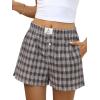 imageANRABESS Boxer Shorts for Women Gingham Pajama 2026 Summer Casual Lounge Sleep Plaid Shorts Y2K Beach BottomsMulti Coffee Plaid