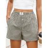 imageANRABESS Boxer Shorts for Women Gingham Pajama 2026 Summer Casual Lounge Sleep Plaid Shorts Y2K Beach BottomsMulti Green Apricot Plaid