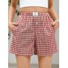 imageANRABESS Boxer Shorts for Women Gingham Pajama 2026 Summer Casual Lounge Sleep Plaid Shorts Y2K Beach BottomsMulti Red Apricot Plaid