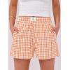 imageANRABESS Boxer Shorts for Women Gingham Pajama 2026 Summer Casual Lounge Sleep Plaid Shorts Y2K Beach BottomsOrange White Plaid