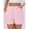 imageANRABESS Boxer Shorts for Women Gingham Pajama 2026 Summer Casual Lounge Sleep Plaid Shorts Y2K Beach BottomsPink White Plaid