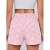 imageANRABESS Boxer Shorts for Women Gingham Pajama 2026 Summer Casual Lounge Sleep Plaid Shorts Y2K Beach BottomsPink White Plaid