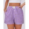 imageANRABESS Boxer Shorts for Women Gingham Pajama 2026 Summer Casual Lounge Sleep Plaid Shorts Y2K Beach BottomsPurple White Plaid