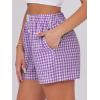 imageANRABESS Boxer Shorts for Women Gingham Pajama 2026 Summer Casual Lounge Sleep Plaid Shorts Y2K Beach BottomsPurple White Plaid