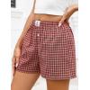 imageANRABESS Boxer Shorts for Women Gingham Pajama 2026 Summer Casual Lounge Sleep Plaid Shorts Y2K Beach BottomsRed Khaki Plaid