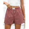 imageANRABESS Boxer Shorts for Women Gingham Pajama 2026 Summer Casual Lounge Sleep Plaid Shorts Y2K Beach BottomsRed Khaki Plaid