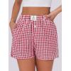 imageANRABESS Boxer Shorts for Women Gingham Pajama 2026 Summer Casual Lounge Sleep Plaid Shorts Y2K Beach BottomsRed White Plaid