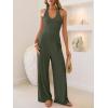 imageANRABESS Jumpsuits for Women Summer Halter V Neck Backless Wide Leg Flowy Rib Causal Dressy Rompers 2026 One Piece OutfitsArmy Green