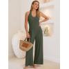 imageANRABESS Jumpsuits for Women Summer Halter V Neck Backless Wide Leg Flowy Rib Causal Dressy Rompers 2026 One Piece OutfitsArmy Green
