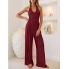 imageANRABESS Jumpsuits for Women Summer Halter V Neck Backless Wide Leg Flowy Rib Causal Dressy Rompers 2026 One Piece OutfitsBurgundy Red
