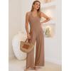 imageANRABESS Jumpsuits for Women Summer Halter V Neck Backless Wide Leg Flowy Rib Causal Dressy Rompers 2026 One Piece OutfitsKhaki