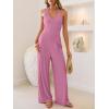 imageANRABESS Jumpsuits for Women Summer Halter V Neck Backless Wide Leg Flowy Rib Causal Dressy Rompers 2026 One Piece OutfitsPink