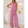 imageANRABESS Jumpsuits for Women Summer Halter V Neck Backless Wide Leg Flowy Rib Causal Dressy Rompers 2026 One Piece OutfitsPink