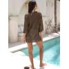 imageANRABESS Women 34 Sleeve Swimsuit Cover Up 2026 Summer Beach Vacation Clothes Crochet Knit Bathing Suit Swimwear Mini DressDeep Brown