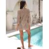 imageANRABESS Women 34 Sleeve Swimsuit Cover Up 2026 Summer Beach Vacation Clothes Crochet Knit Bathing Suit Swimwear Mini DressKhaki