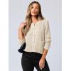 imageANRABESS Women Cardigan Sweater Dressy Casual Classic Long Sleeve Crew Neck Button Down Tweed Knit Jacket 2026 Fall Outfits Beige S