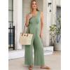 imageANRABESS Women Jumpsuits 2026 Casual Sleeveless V Neck Wide Leg Jumper Romper Beach Vacation Clothes Summer One Piece OutfitsLight Green