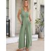 imageANRABESS Women Jumpsuits 2026 Casual Sleeveless V Neck Wide Leg Jumper Romper Beach Vacation Clothes Summer One Piece OutfitsLight Green