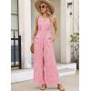 imageANRABESS Women Jumpsuits 2026 Casual Sleeveless V Neck Wide Leg Jumper Romper Beach Vacation Clothes Summer One Piece OutfitsPink White Floral