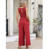 imageANRABESS Women Jumpsuits 2026 Casual Sleeveless V Neck Wide Leg Jumper Romper Beach Vacation Clothes Summer One Piece OutfitsRed