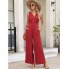 imageANRABESS Women Jumpsuits 2026 Casual Sleeveless V Neck Wide Leg Jumper Romper Beach Vacation Clothes Summer One Piece OutfitsRed