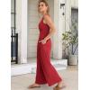 imageANRABESS Women Jumpsuits 2026 Casual Sleeveless V Neck Wide Leg Jumper Romper Beach Vacation Clothes Summer One Piece OutfitsRed