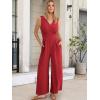 imageANRABESS Women Jumpsuits 2026 Casual Sleeveless V Neck Wide Leg Jumper Romper Beach Vacation Clothes Summer One Piece OutfitsRed