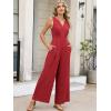 imageANRABESS Women Jumpsuits 2026 Casual Sleeveless V Neck Wide Leg Jumper Romper Beach Vacation Clothes Summer One Piece OutfitsRed