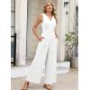 imageANRABESS Women Jumpsuits 2026 Casual Sleeveless V Neck Wide Leg Jumper Romper Beach Vacation Clothes Summer One Piece OutfitsWhite
