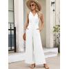 imageANRABESS Women Jumpsuits 2026 Casual Sleeveless V Neck Wide Leg Jumper Romper Beach Vacation Clothes Summer One Piece OutfitsWhite