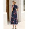 imageANRABESS Women Summer Floral Maxi Dress Short Sleeve Boho Flowy Tulle Beach Vacation Wedding Guest 2026 Party Long DressesBrown Floral Dark Blue