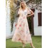 imageANRABESS Women Summer Floral Maxi Dress Short Sleeve Boho Flowy Tulle Beach Vacation Wedding Guest 2026 Party Long DressesMulticolored Rose Apricot
