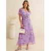 imageANRABESS Women Summer Floral Maxi Dress Short Sleeve Boho Flowy Tulle Beach Vacation Wedding Guest 2026 Party Long DressesPurple Rose