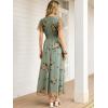 imageANRABESS Women Summer Floral Maxi Dress Short Sleeve Boho Flowy Tulle Beach Vacation Wedding Guest 2026 Party Long DressesYellow Floral Green