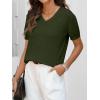 imageANRABESS Women Wool Blend Sweater Summer 2026 Short Sleeve V Neck Pullover Top Business Casual Outfit Beach Vacation ClothesArmy Green