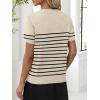 imageANRABESS Women Wool Blend Sweater Summer 2026 Short Sleeve V Neck Pullover Top Business Casual Outfit Beach Vacation ClothesBeige Black Stripe